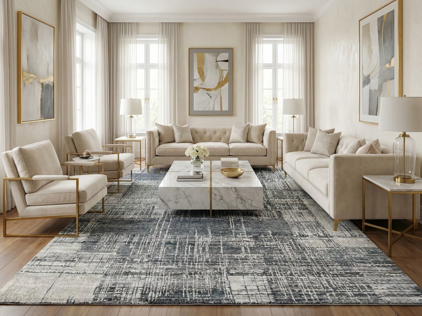 Artisan Mary Grey Black Contemporary Knotted Rugs