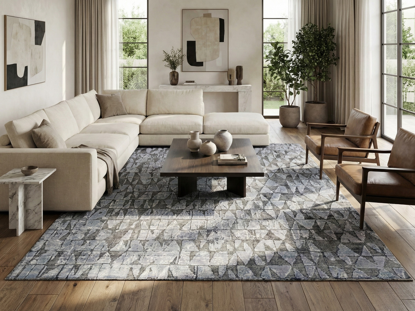Artisan Mary Grey Lt.Blue Contemporary Knotted Rug