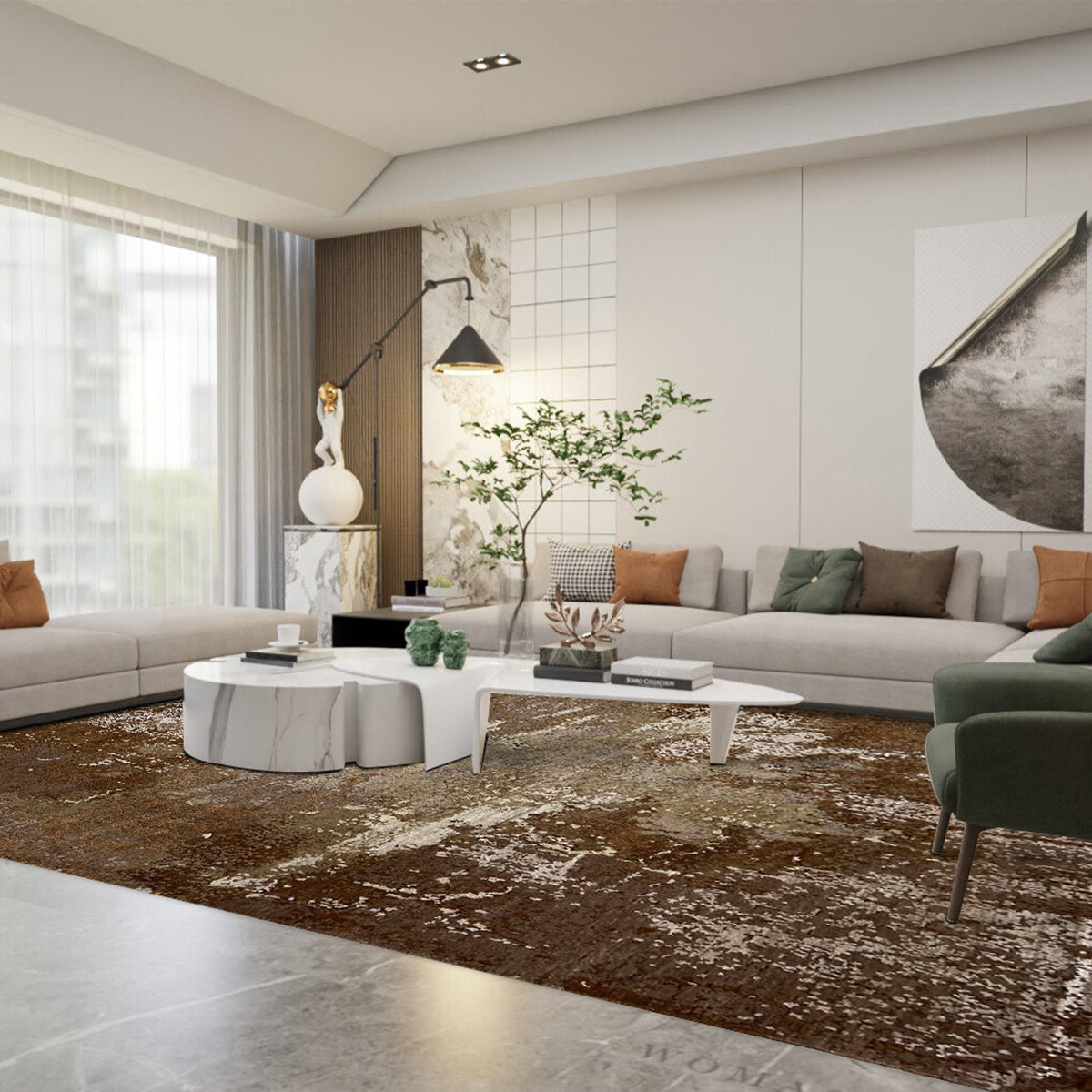 Artisan Mary Brown Beige Contemporary Knotted Rugs