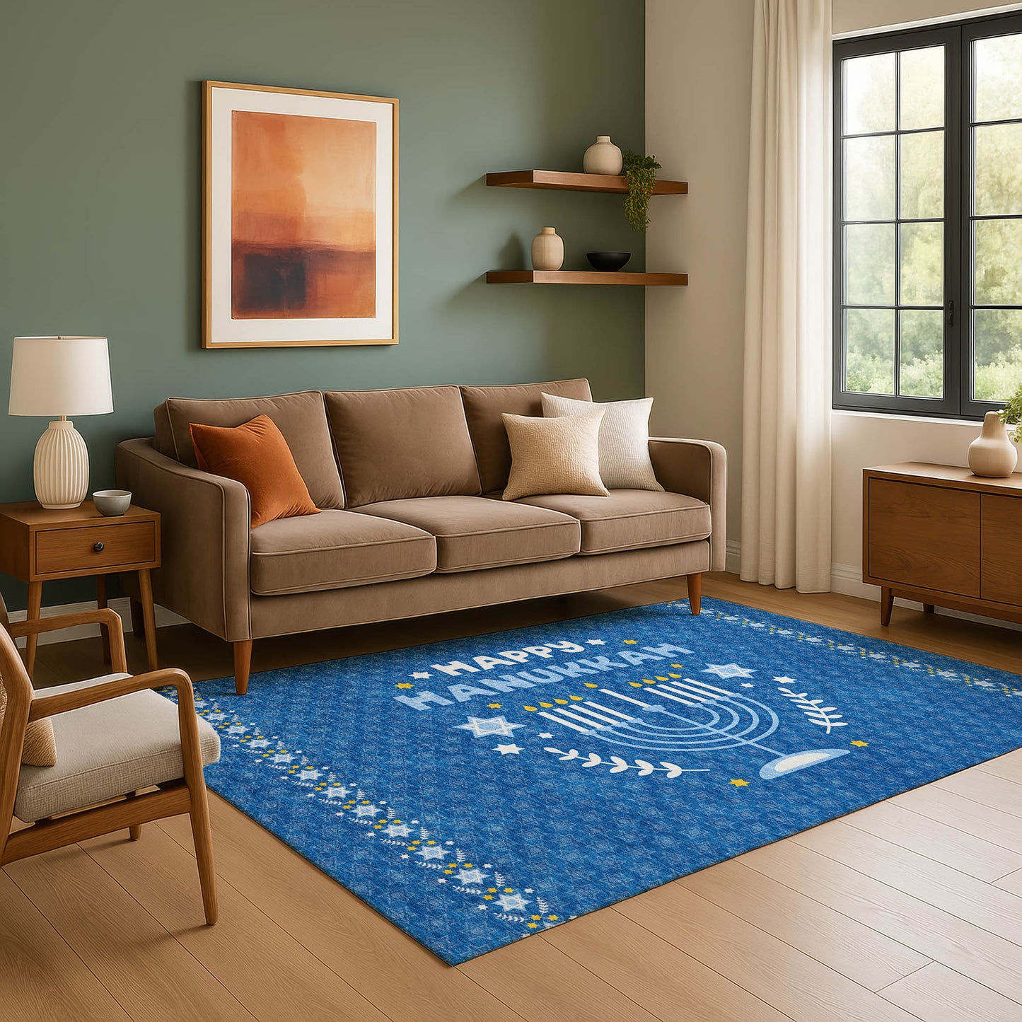 Dalyn Rugs Merry & Bright Blue Hanukkah