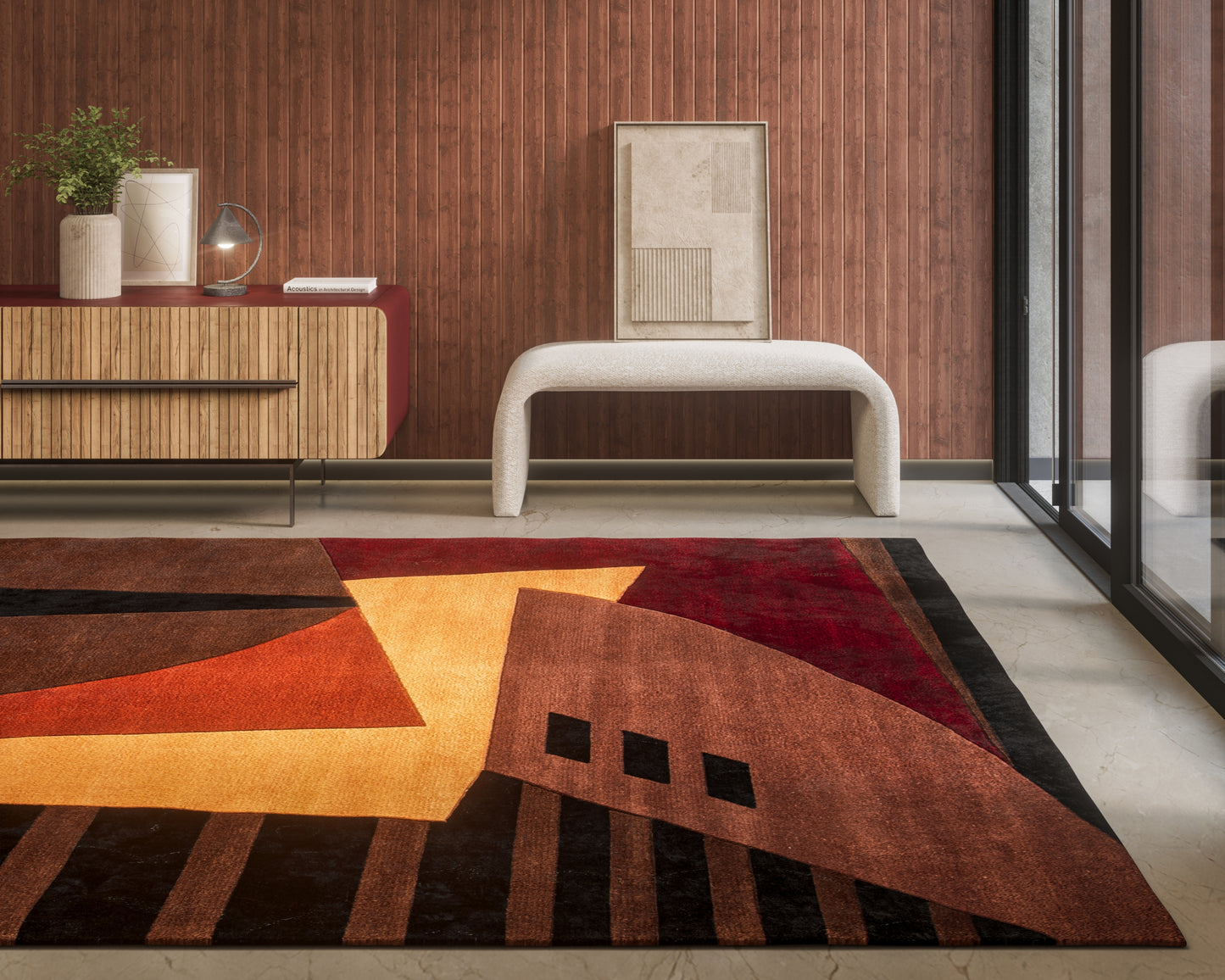 Momeni New Wave Pomegranate Contemporary