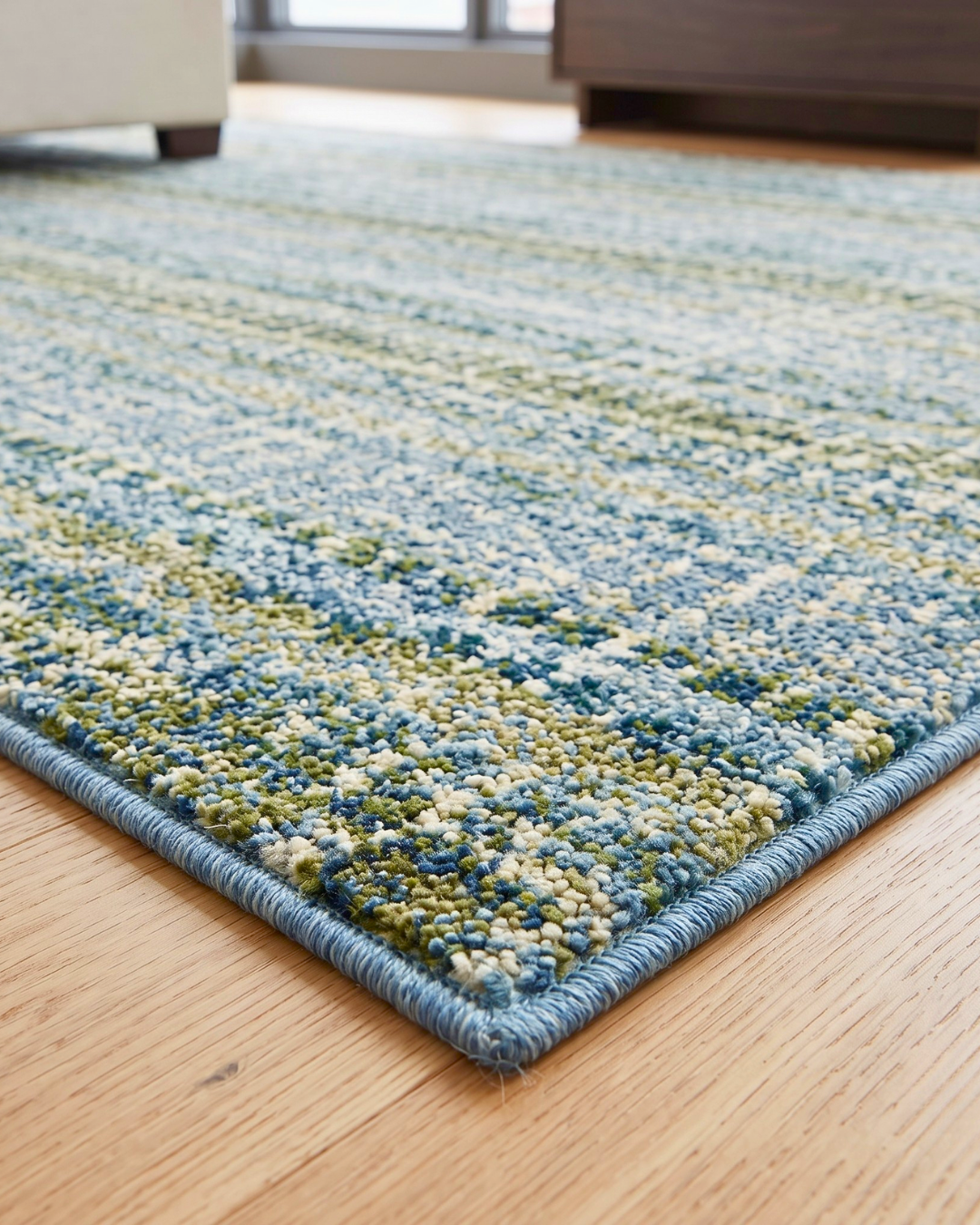 Oriental Weavers Atlas 747B0 Blue Green abstract rug corner texture detail