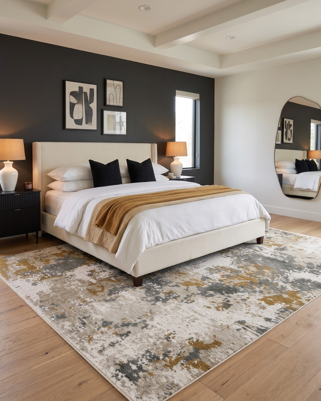 Oriental Weavers Hayden HAY10 Beige Grey modern abstract rug bedroom