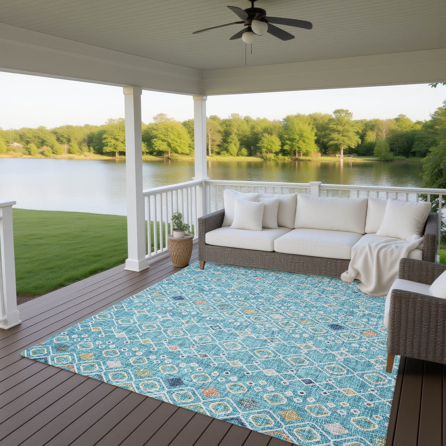 Dalyn Rugs Portico Teal Transitional