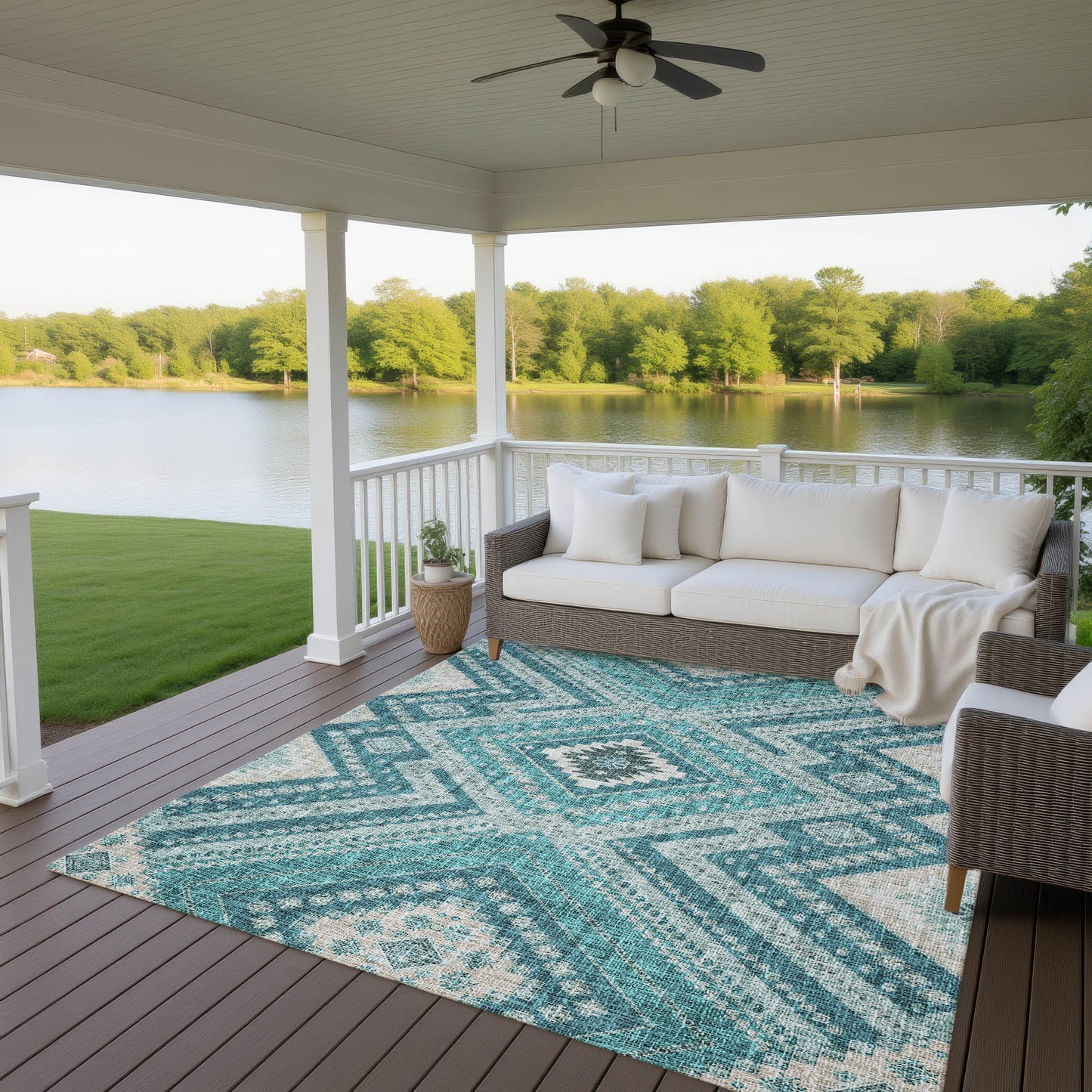 Dalyn Rugs Portico Teal Transitional