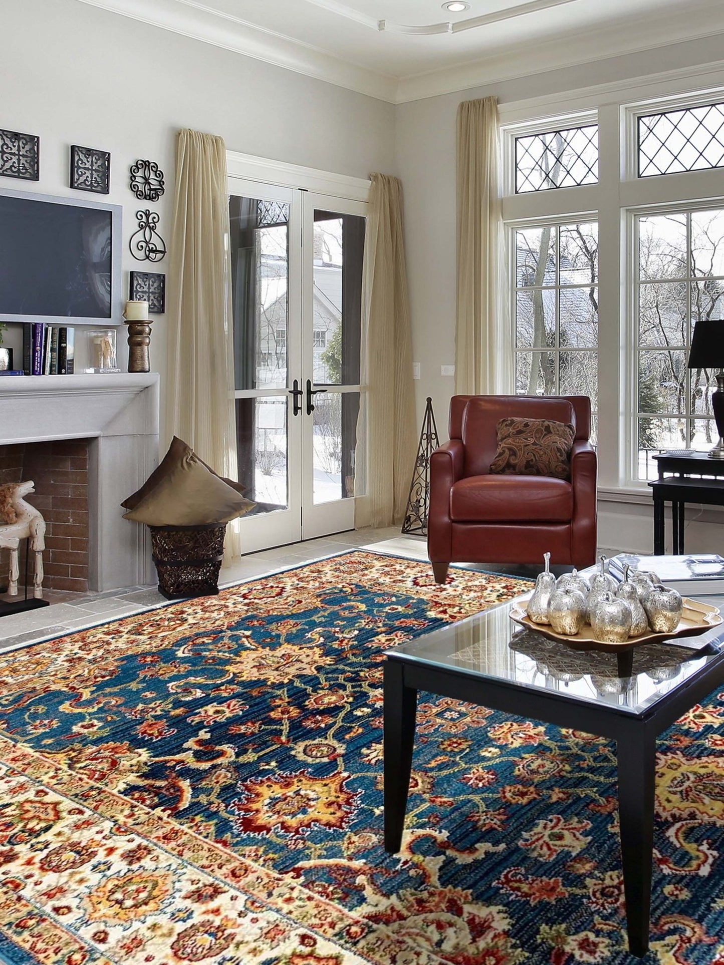 Artisan Rakkas Blue Ivory Traditional Machinemade Rug - Rugs - Artisan - Atlanta Designer Rugs