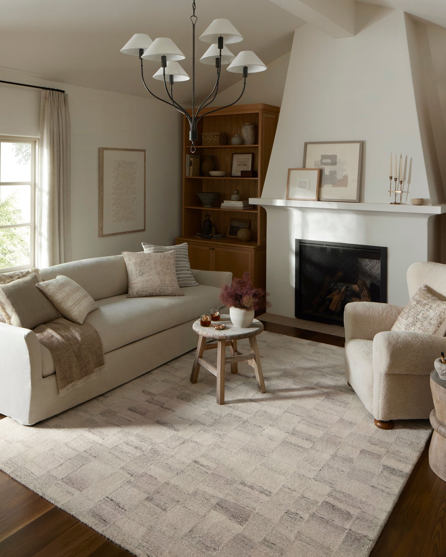 Amber Lewis x Loloi Rocky Ivory Silver Contemporary