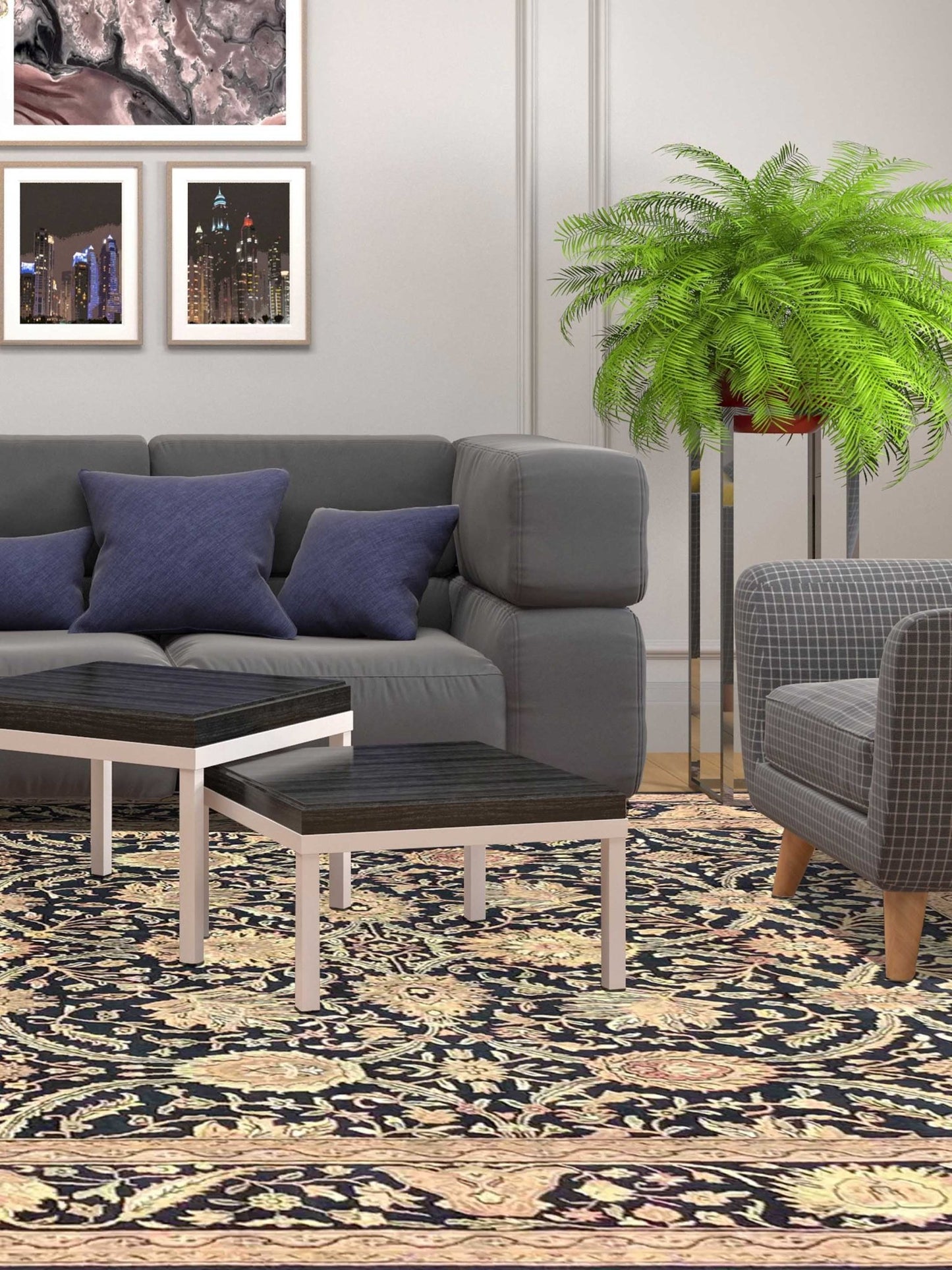 Artisan Michelle Black Traditional Knotted Rug - Rugs - Artisan - Atlanta Designer Rugs