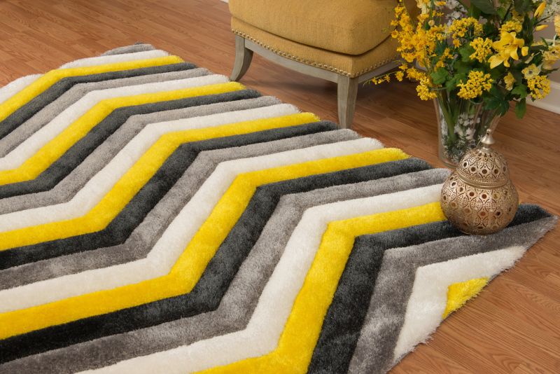 United Weavers Finesse 2100-21212 Yellow Shag/Contemporary Machine Made Rug