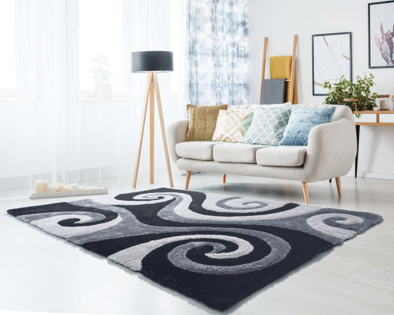 United Weavers Finesse 2100-21570 Black Shag/Contemporary Machine Made Rug