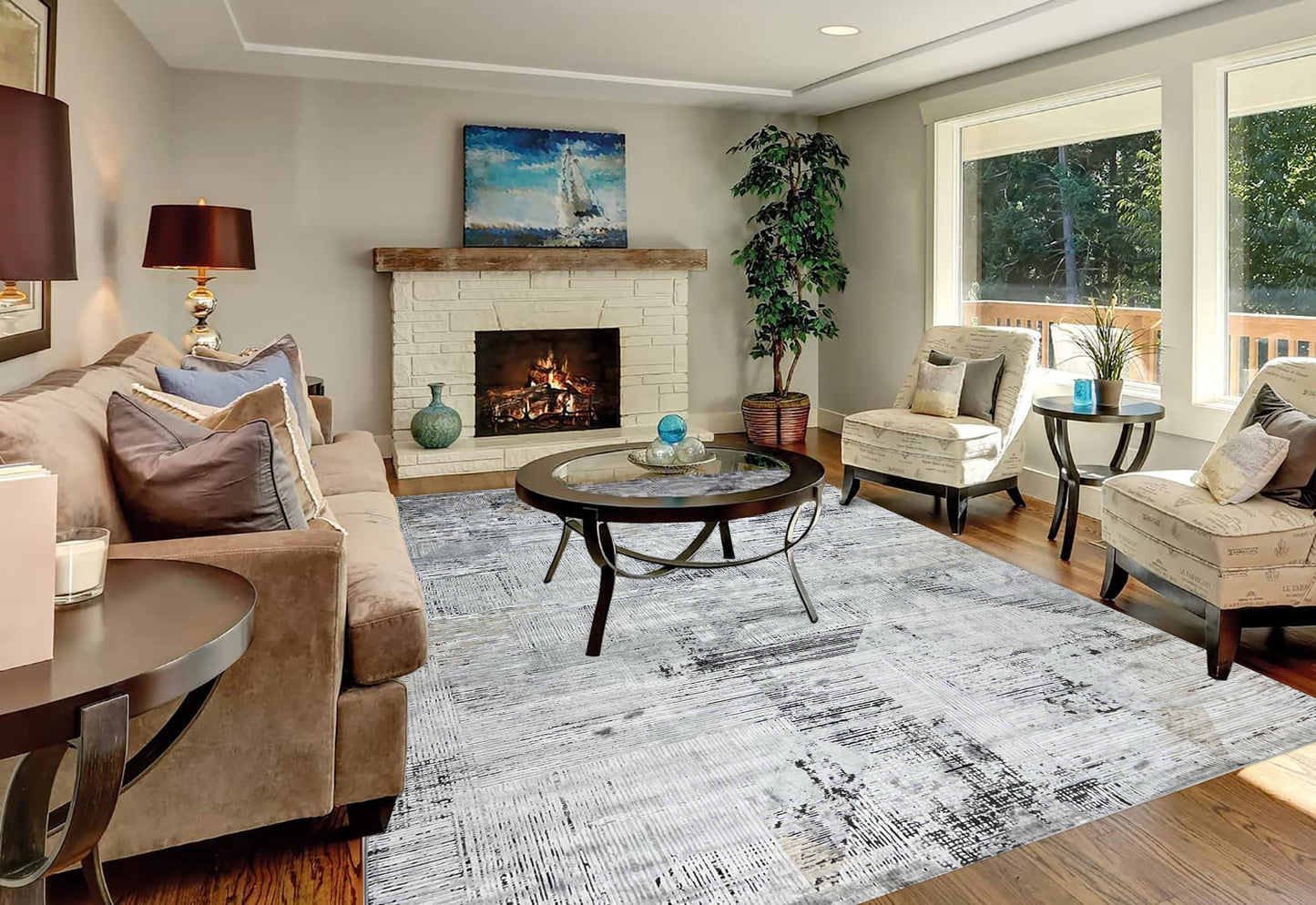 Artisan Venetian Charcoal Lt.Grey Machinemade Rug