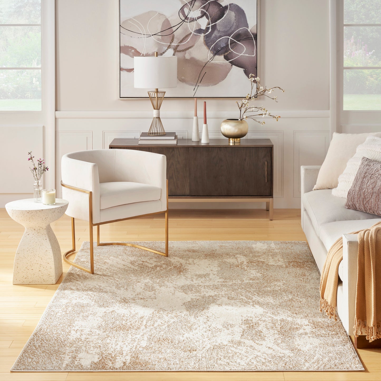 Nourison Home Ambiance Ivory Silver Contemporary