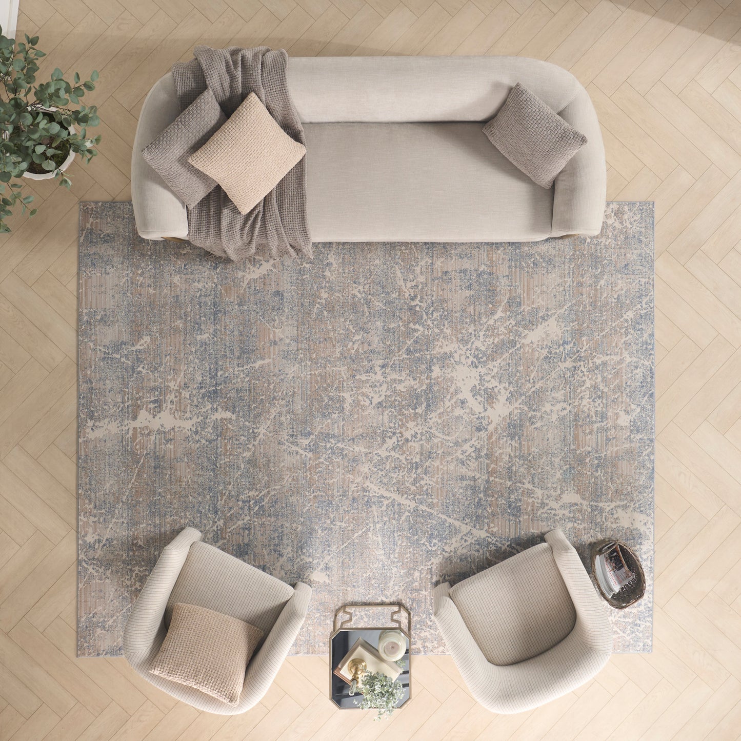 Nourison Home Exhale Beige Blue Contemporary