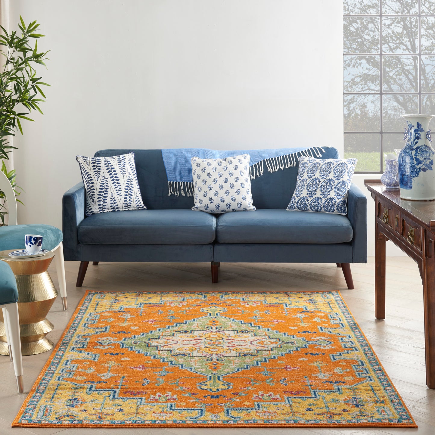 Nourison Home Allur Orange Multicolor Transitional
