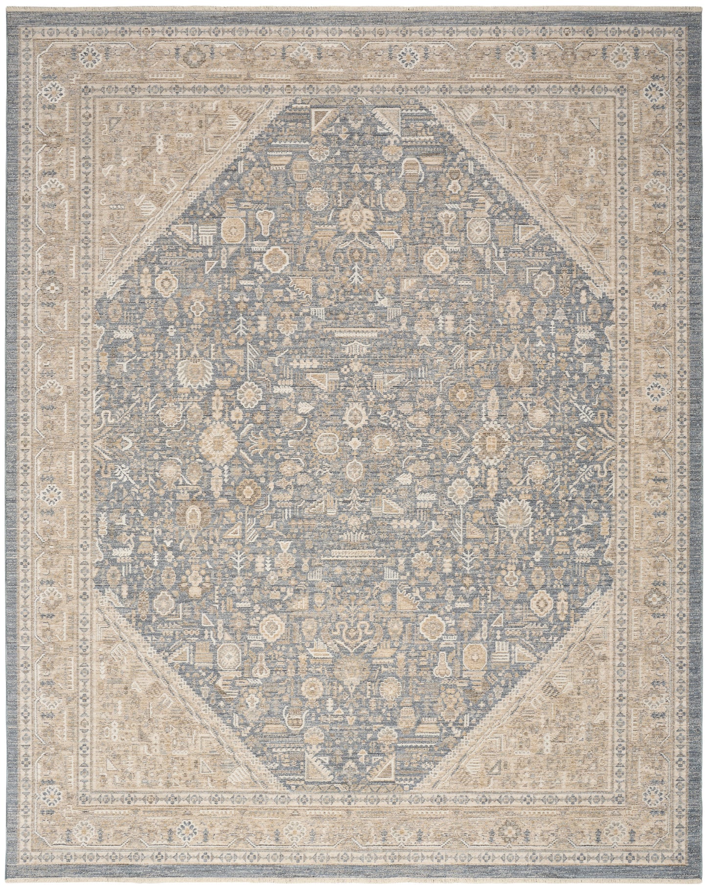 Nourison Home Retreat RET03 Ivory Blue Traditional Machine Woven Rug