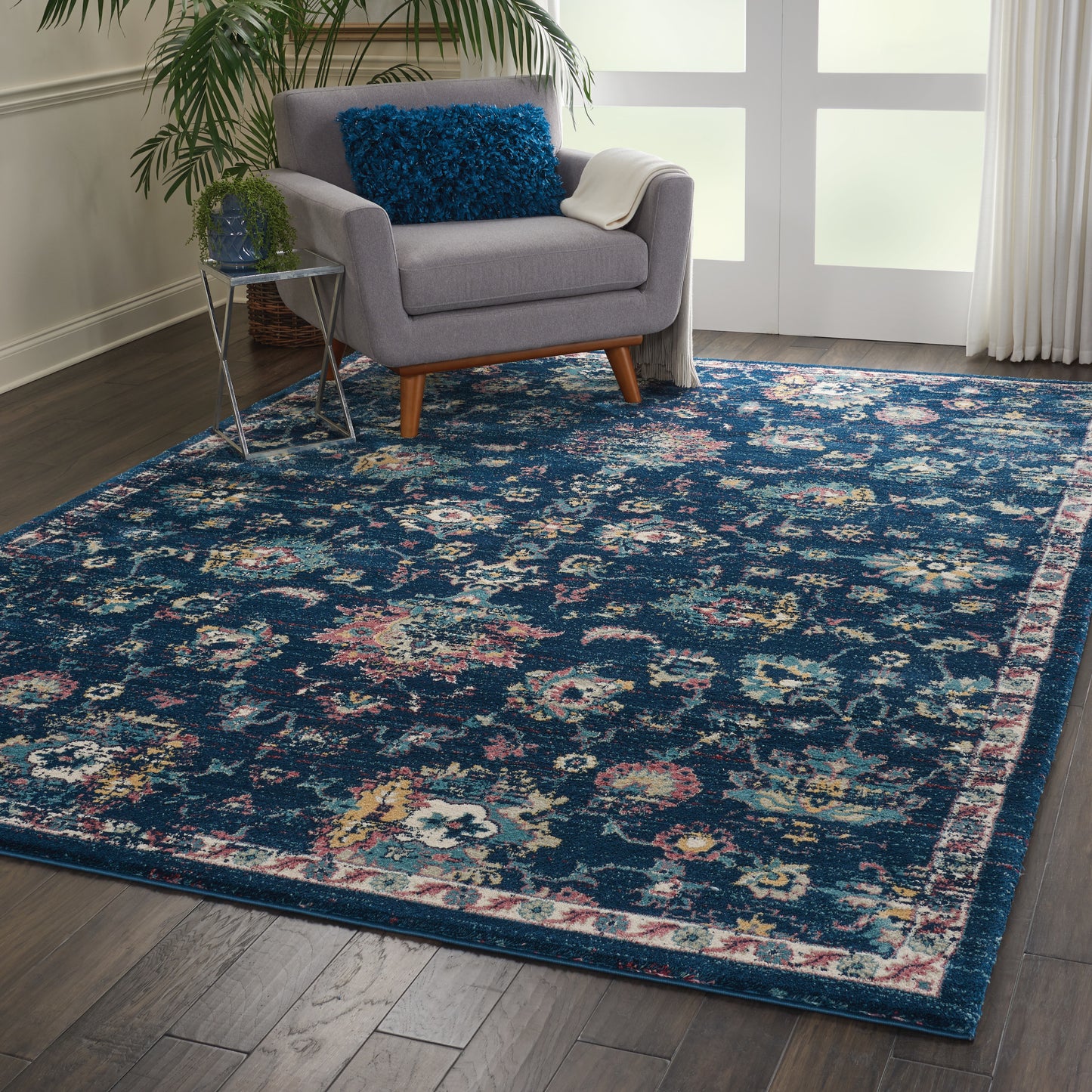 Nourison Home Fusion Navy Pink Traditional