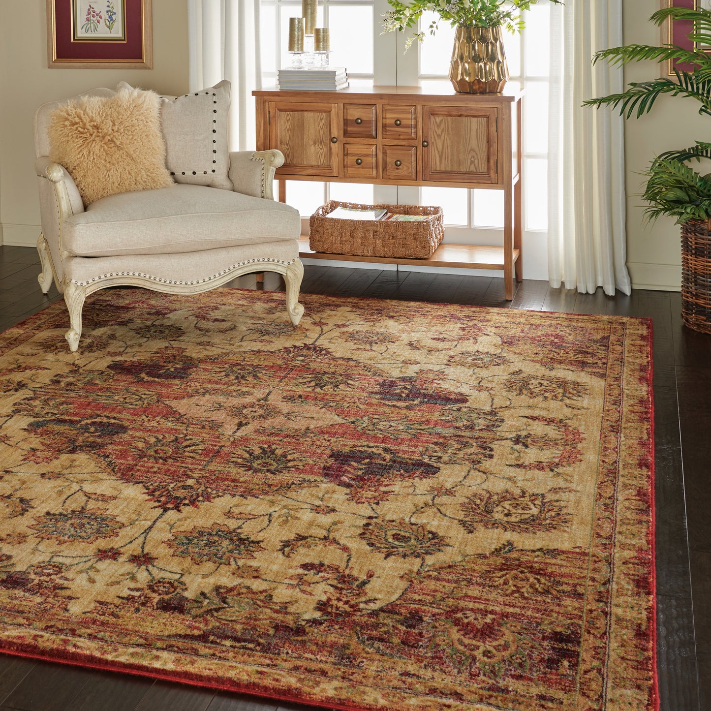 Nourison Home Jewel Cream Red Traditional