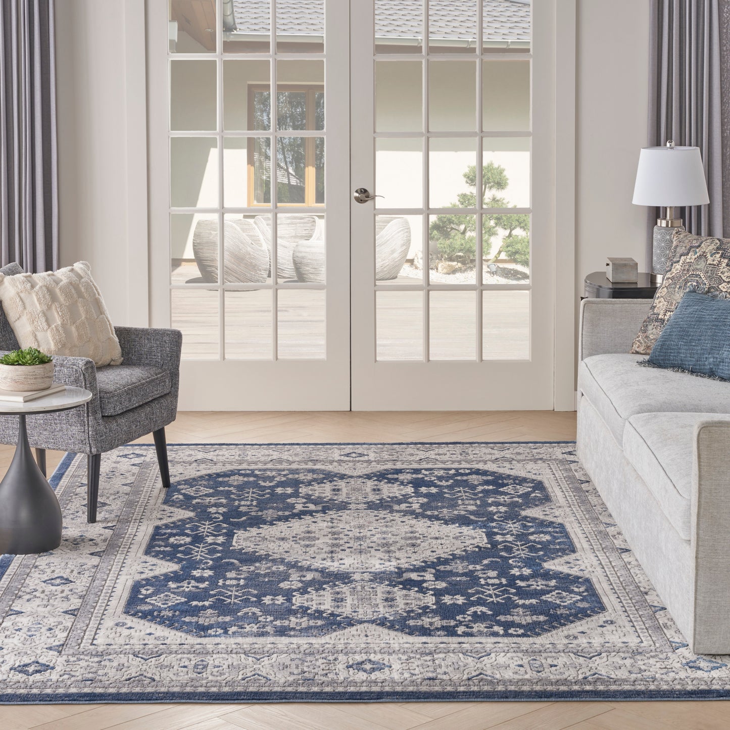 Nourison Home Series 4 Grey Navy Traditional