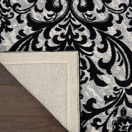 Nourison Home Damask Black White Traditional