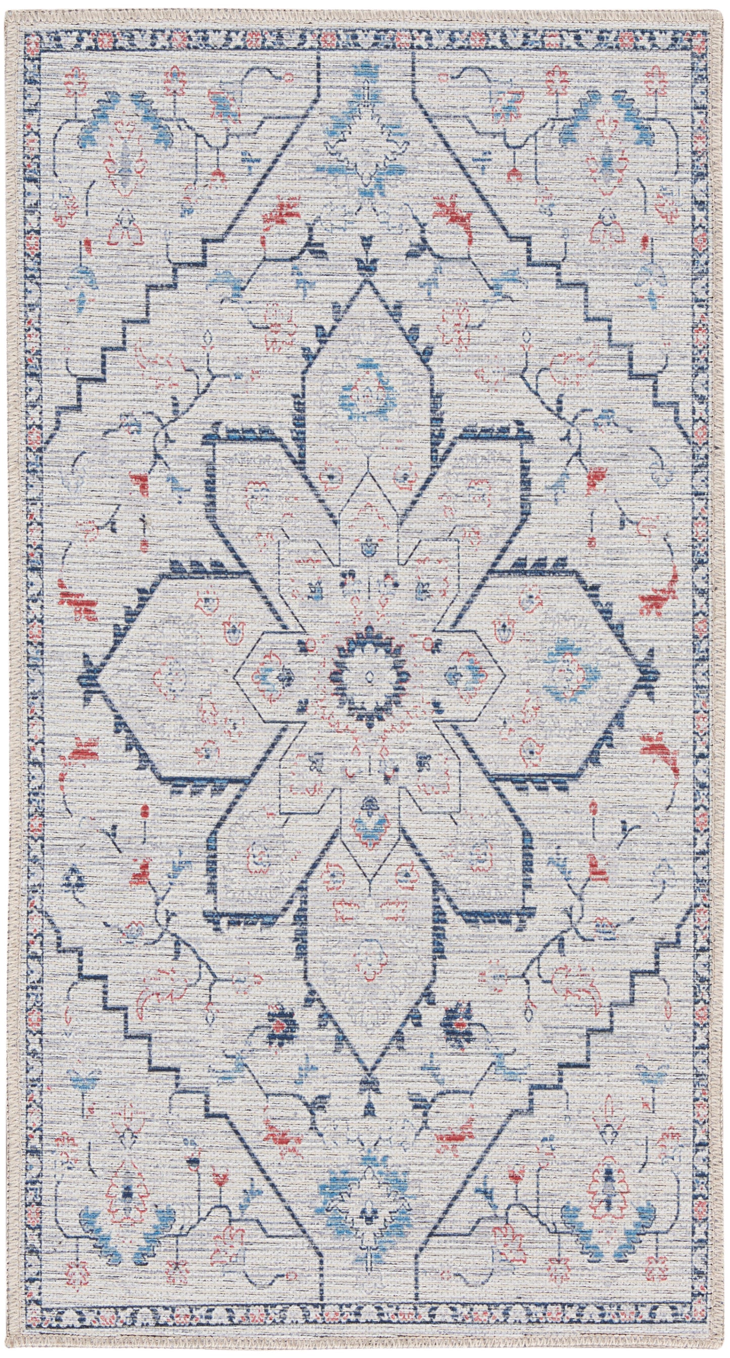 Nourison Home New Concept Washables SR110 Ivory Blue Contemporary Machine Woven Rug