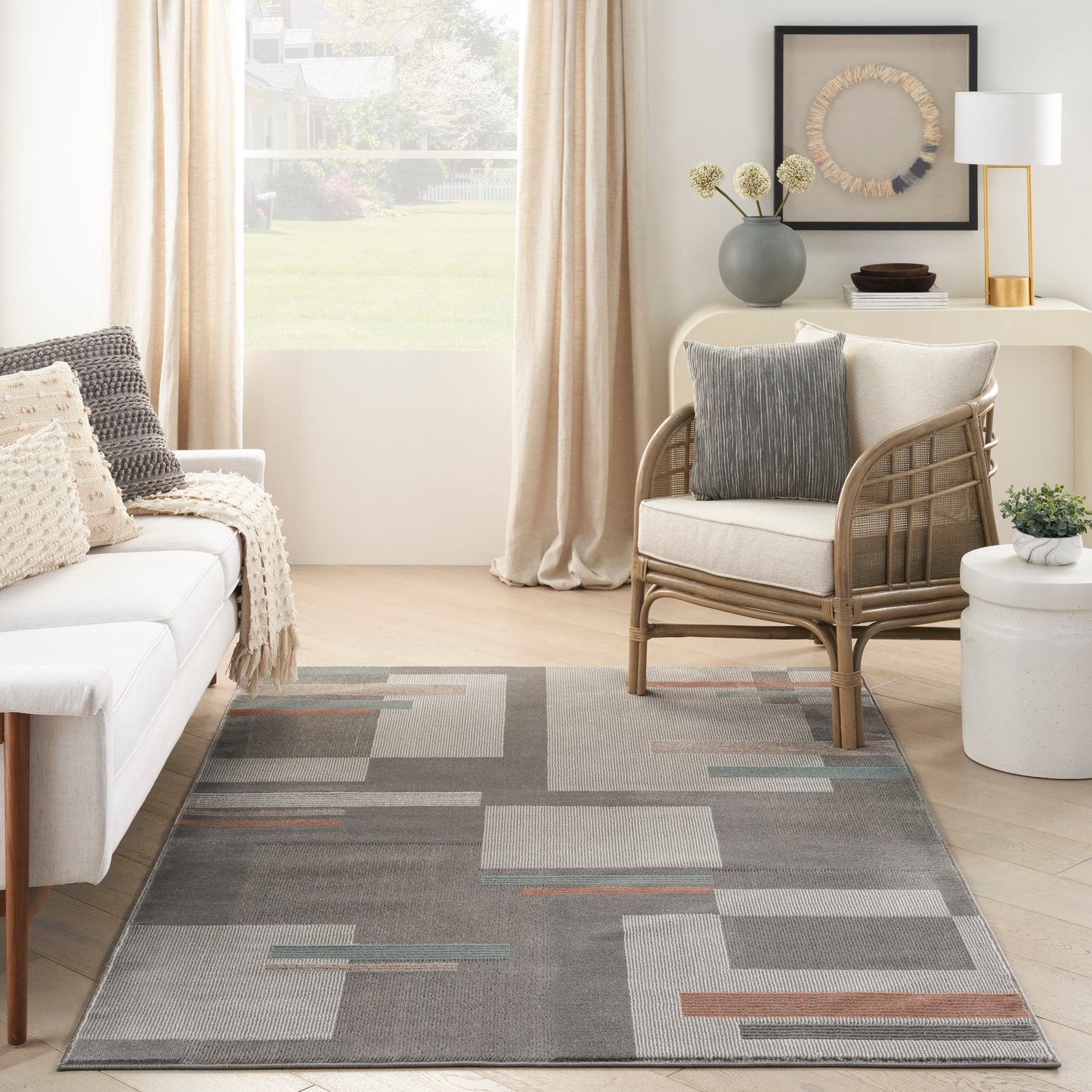 Nourison Home Thalia Grey Multicolor Contemporary