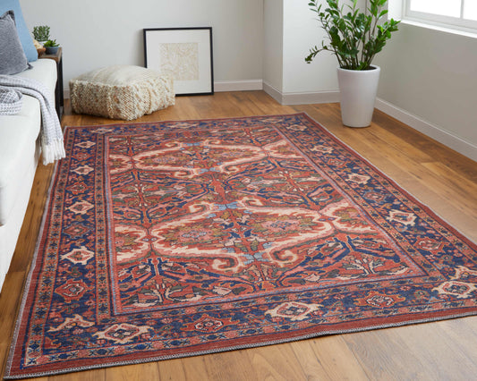 Feizy Rawlins Red Navy Transitional/Bohemian & Eclectic/Vintage