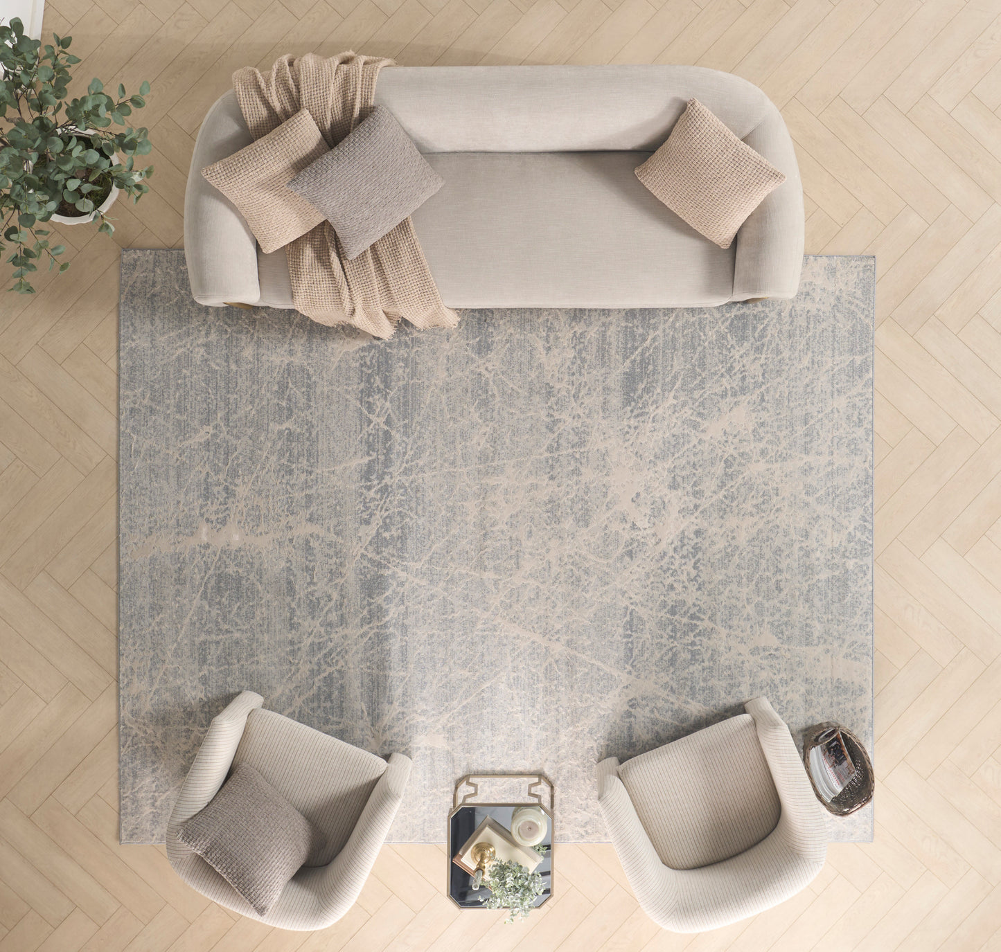 Nourison Home Exhale Ivory Grey Contemporary