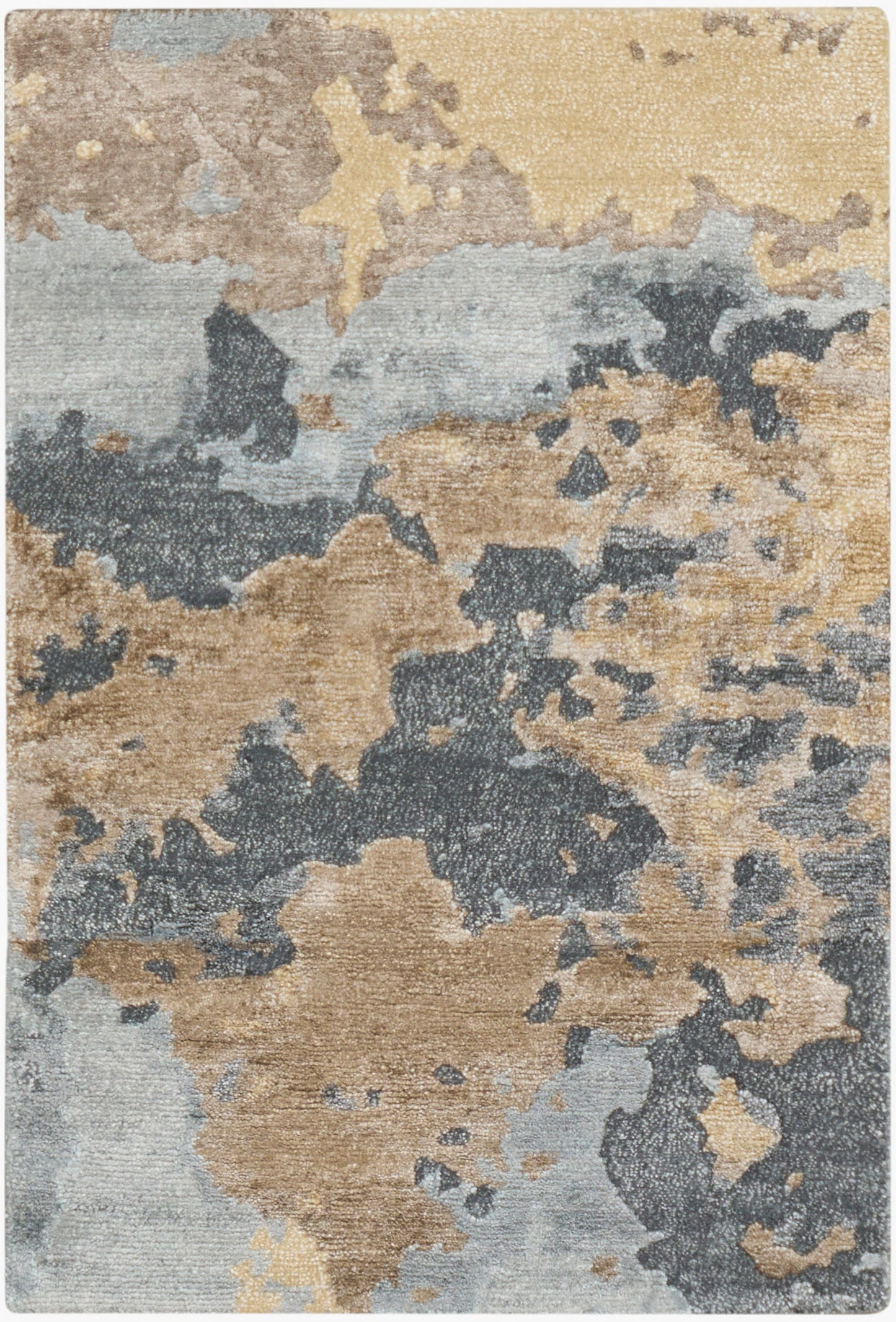 Nourison Home Silk Shadows SHA23 Beige Blue Contemporary Knotted Rug