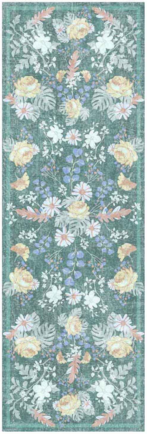Nourison Home Botanical Washables BOT02 Green Multicolor Contemporary Machine Woven Rug