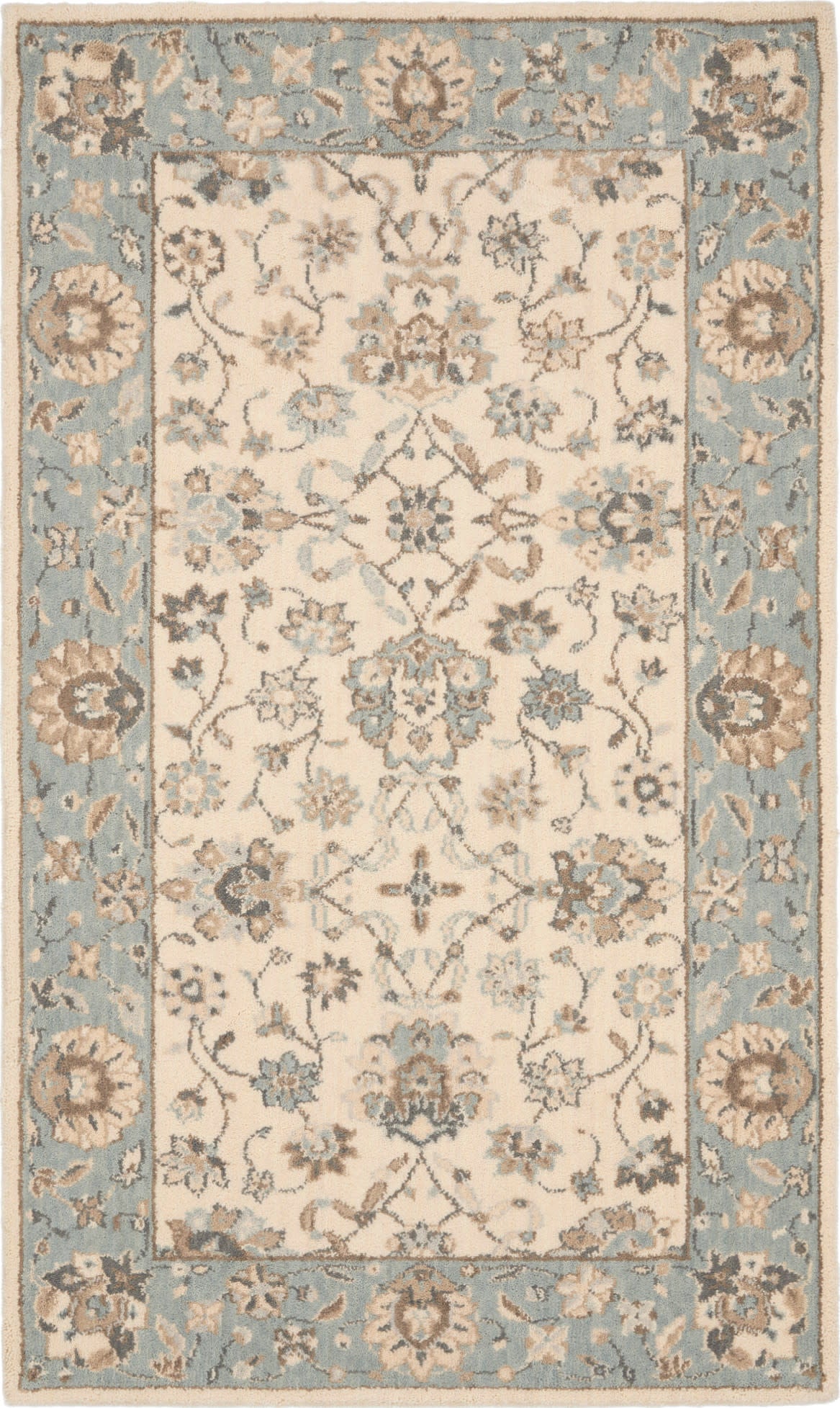 Nourison Home Living Treasures LI16 Ivory Aqua Traditional Loom-woven Rug