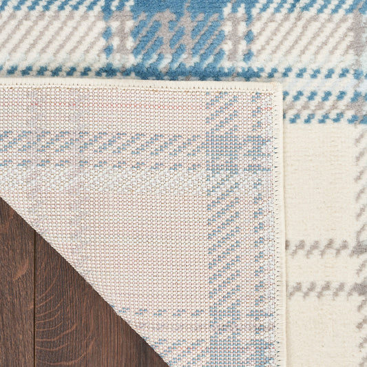 Nourison Home Grafix Ivory Blue Contemporary