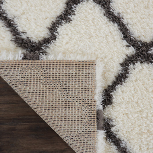 Nourison Home Luxe Shag Ivory Charcoal Contemporary