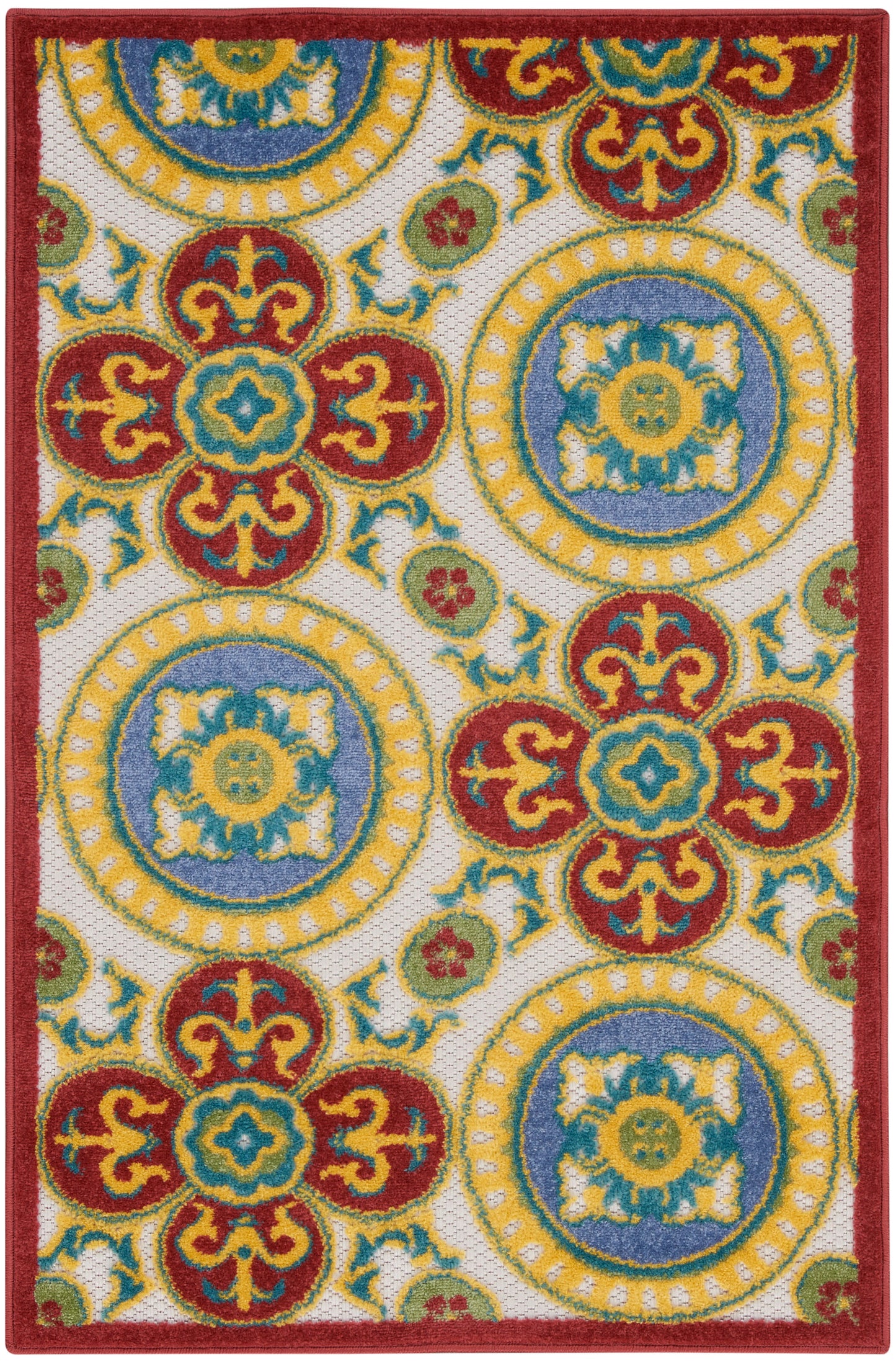 Nourison Home Aloha ALH30 Red Multicolor Contemporary Power-loomed Rugs