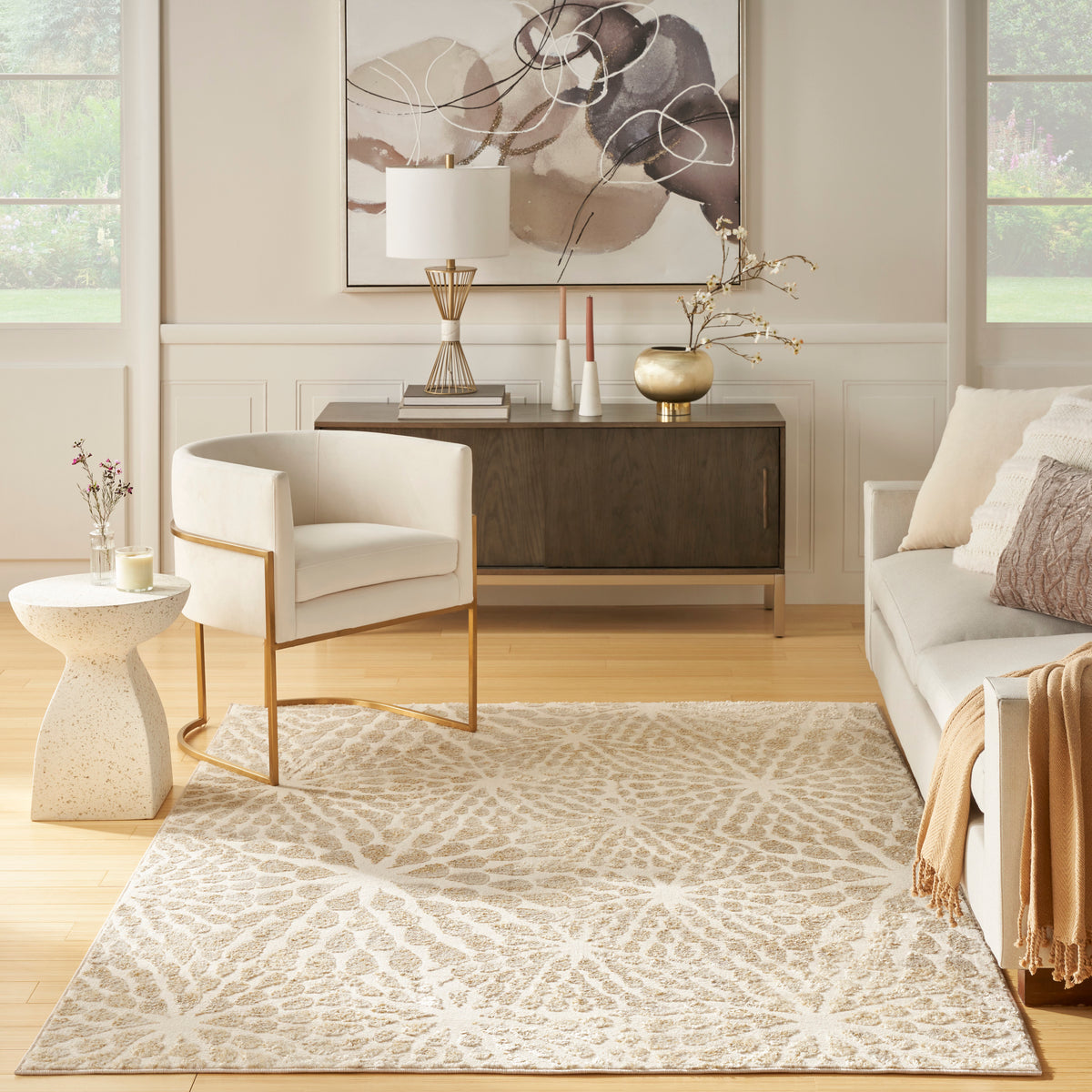 Nourison Home Ambiance Ivory Gold Contemporary