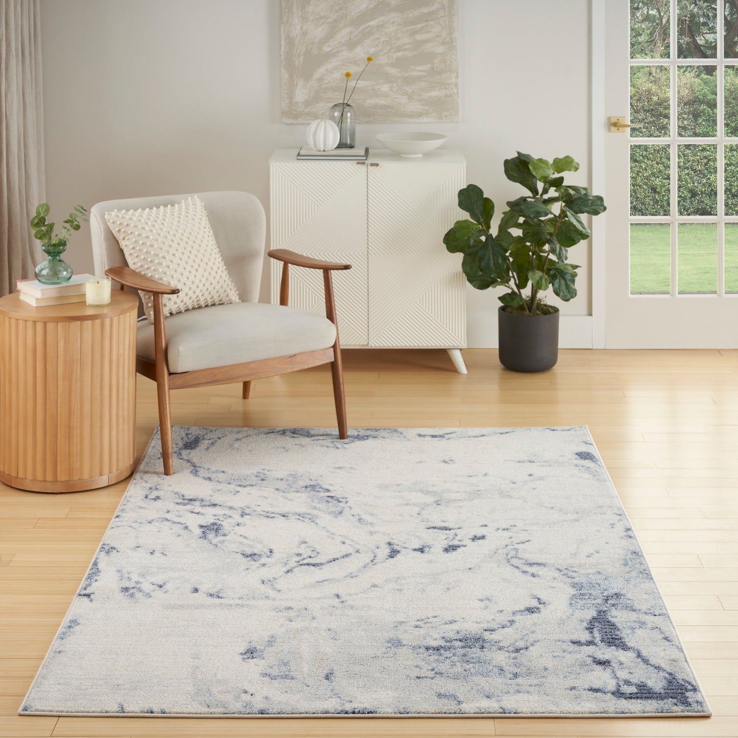 Nourison Home Motion Ivory Blue Contemporary