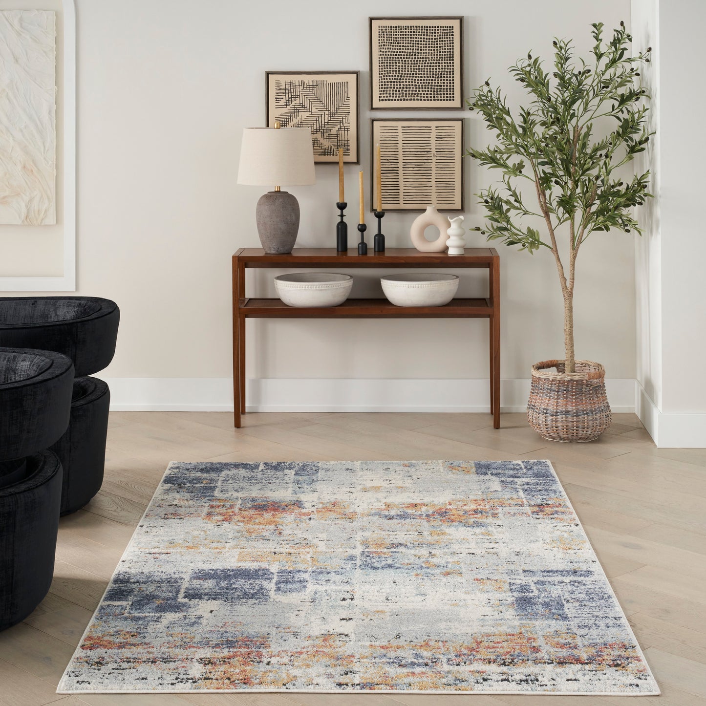 Nourison Home Motion Blue Multicolor Contemporary