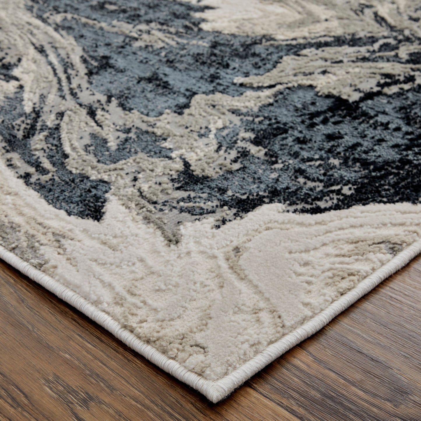 Feizy Micah 39LPF Black Abstract Machine Woven Rug
