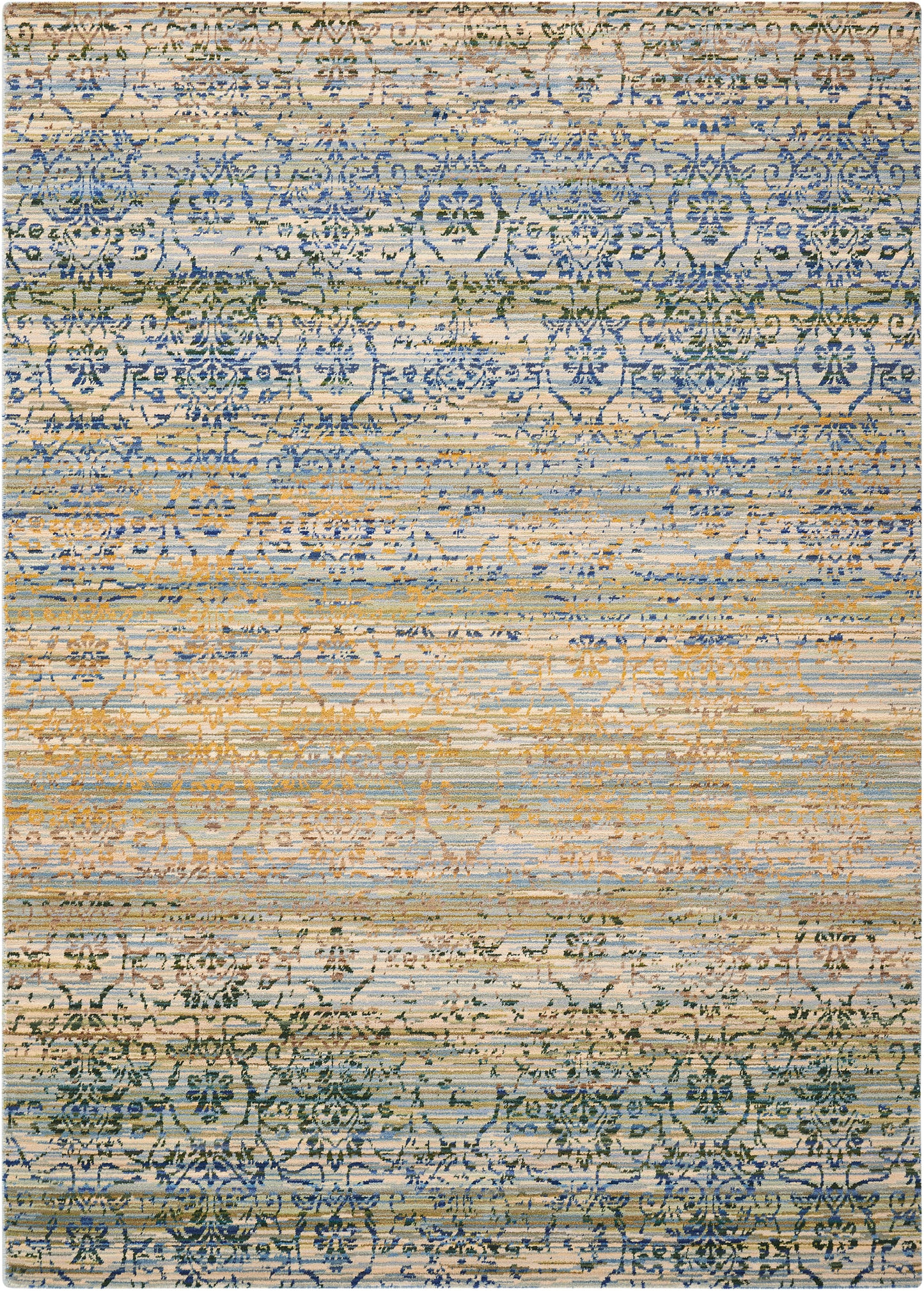 Nourison Home Rhapsody RH003 Beige Blue Transitional Loomed Rug