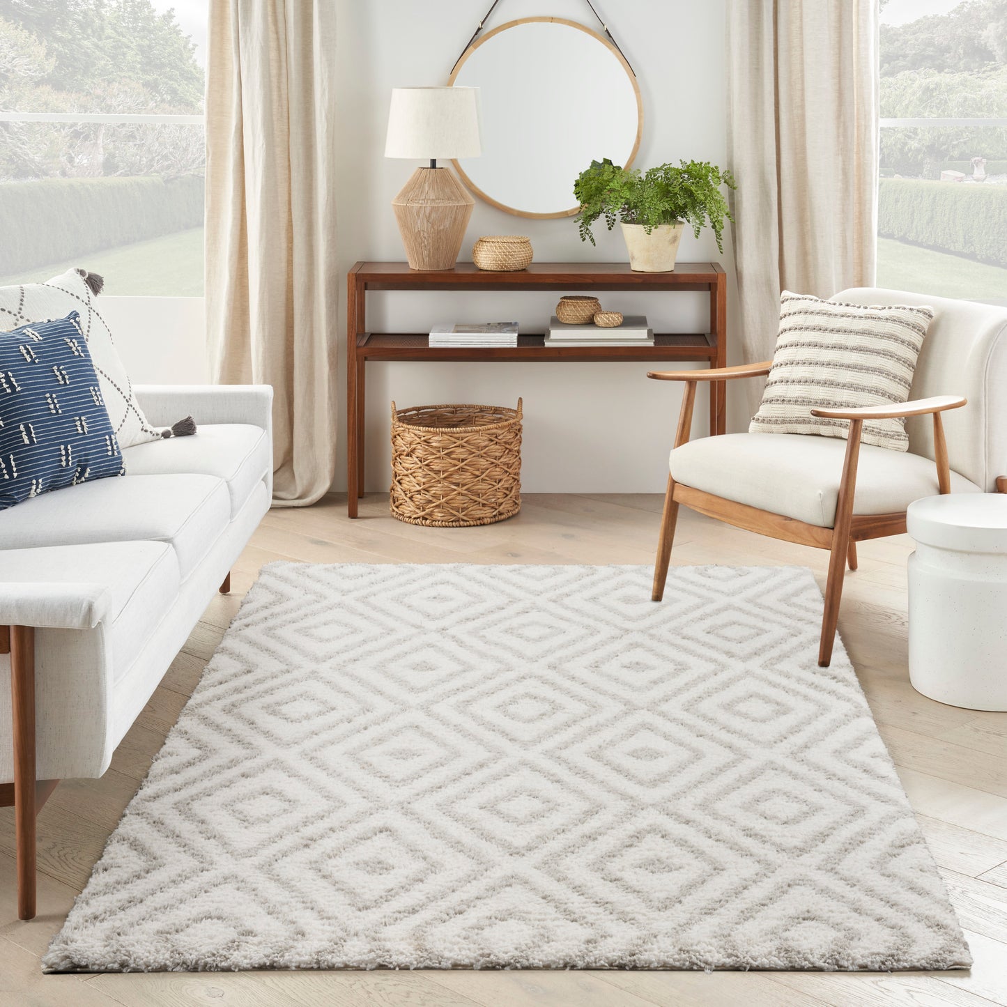 Nourison Home Modern Shag Ivory Silver Contemporary