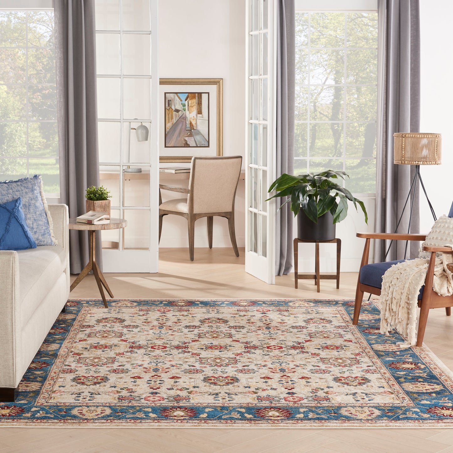 Nourison Home Karisma Ivory Blue Traditional