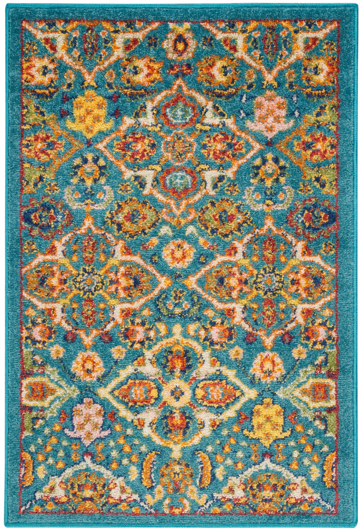 Nourison Home Allur ALR03 Turquoise Ivory Transitional Power-loomed Rug