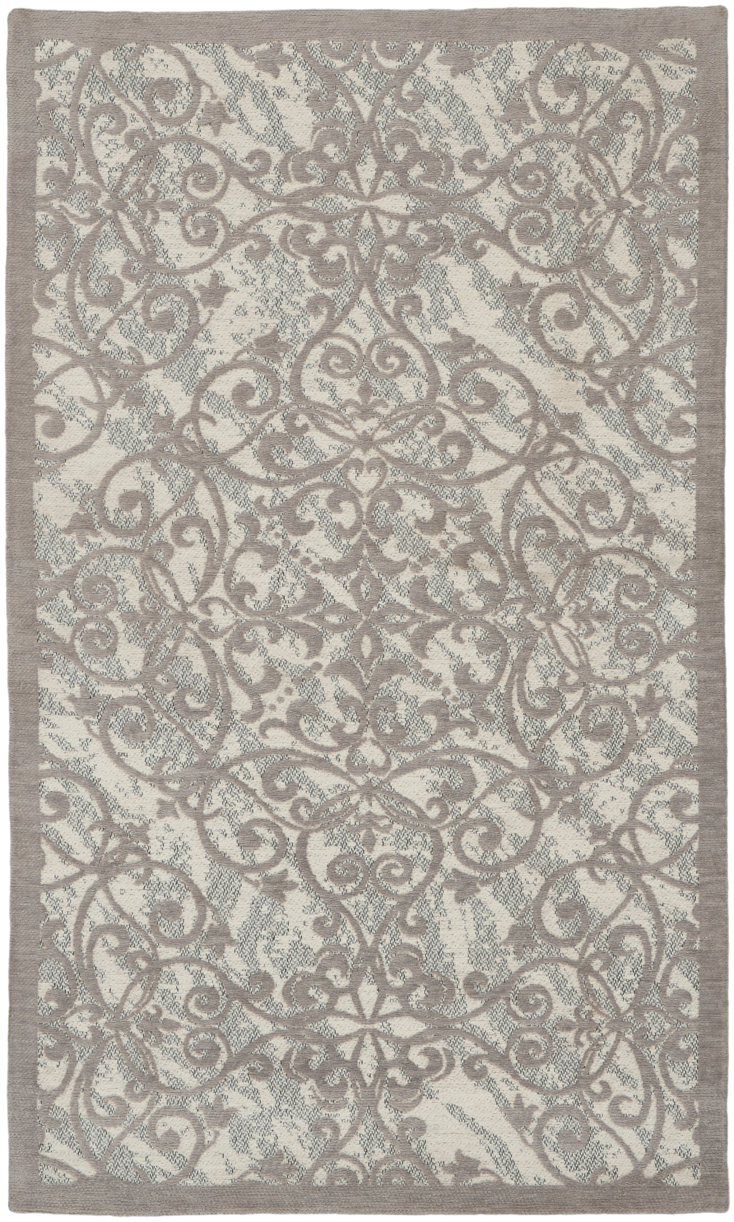 Nourison Home Damask DAS01 Ivory Grey Traditional Power-loomed Rug