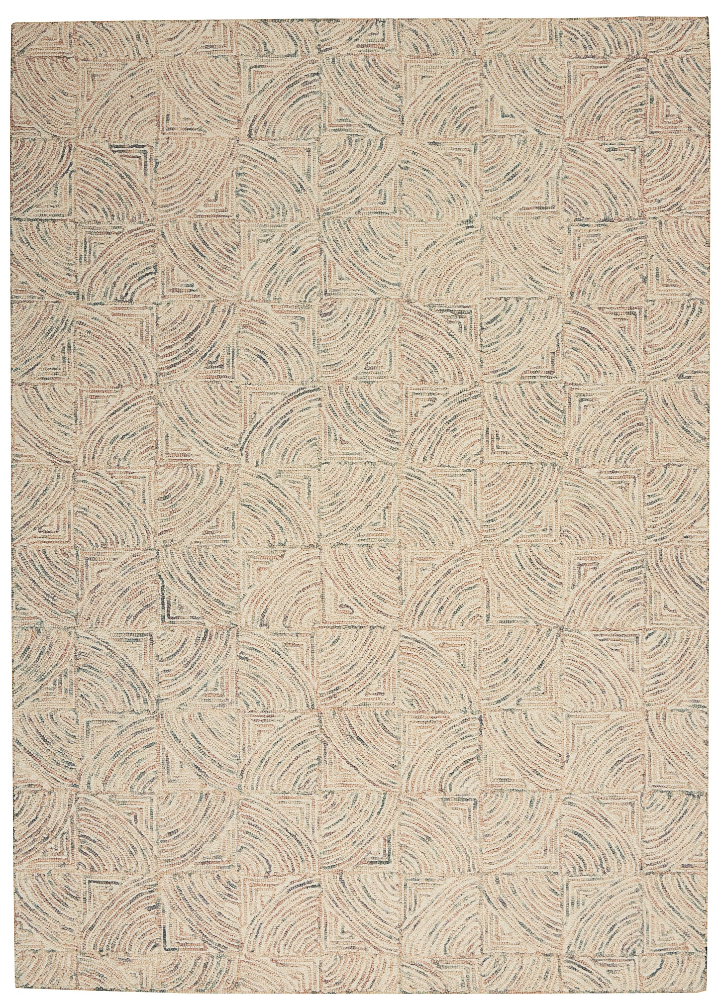 Nourison Home Interlock ITL05 Ivory Multicolor Contemporary Tufted Rug