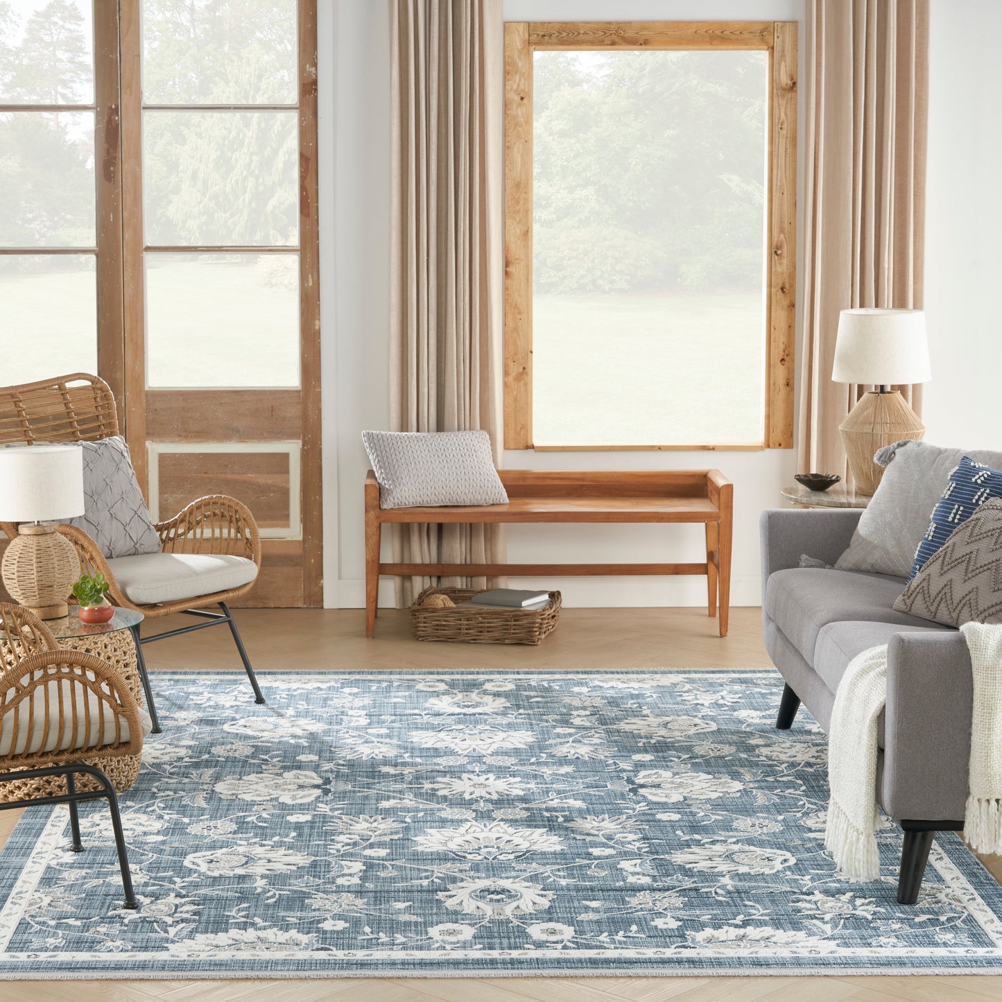 Nourison Home Lennox Blue Ivory Transitional