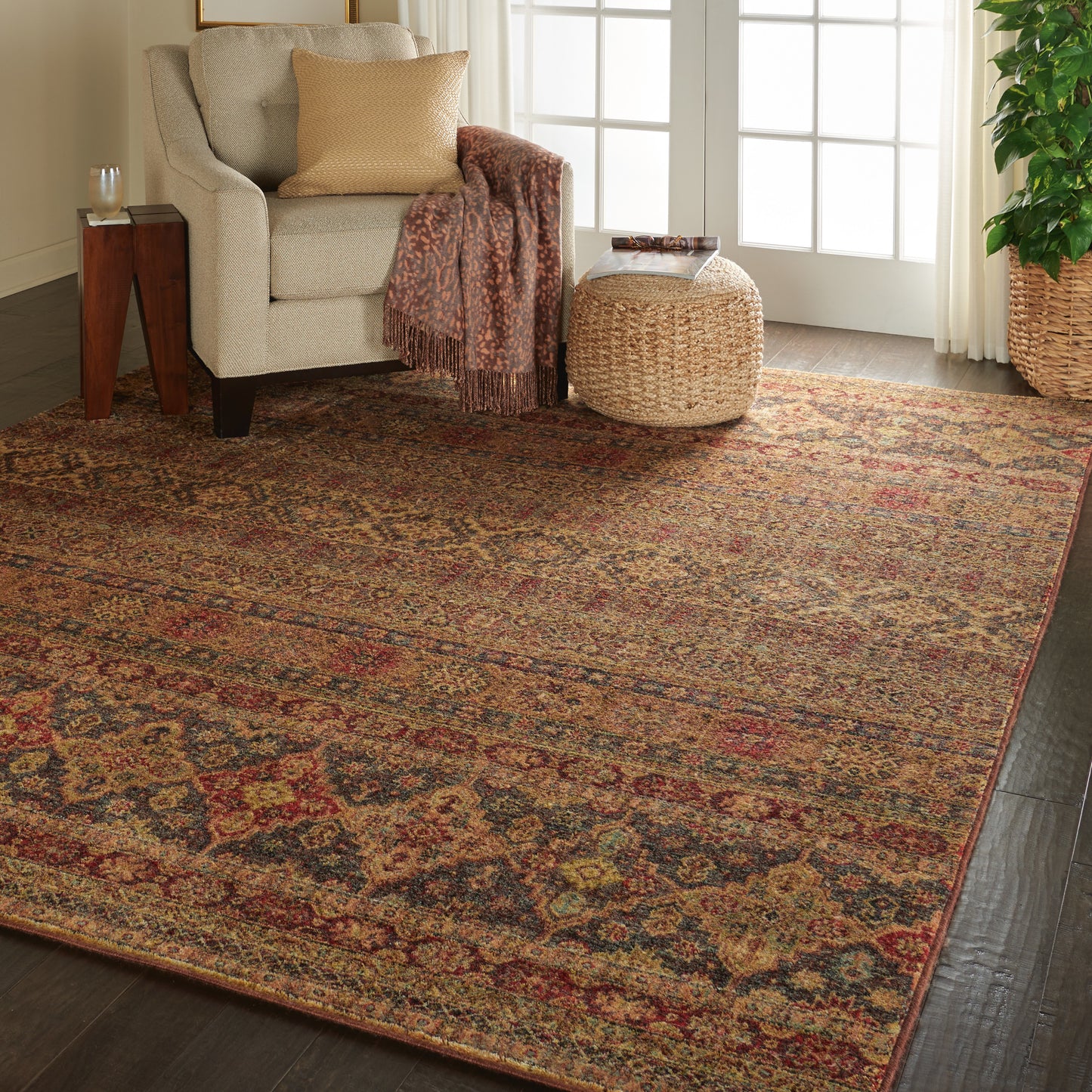 Nourison Home Jewel Blue Red Traditional