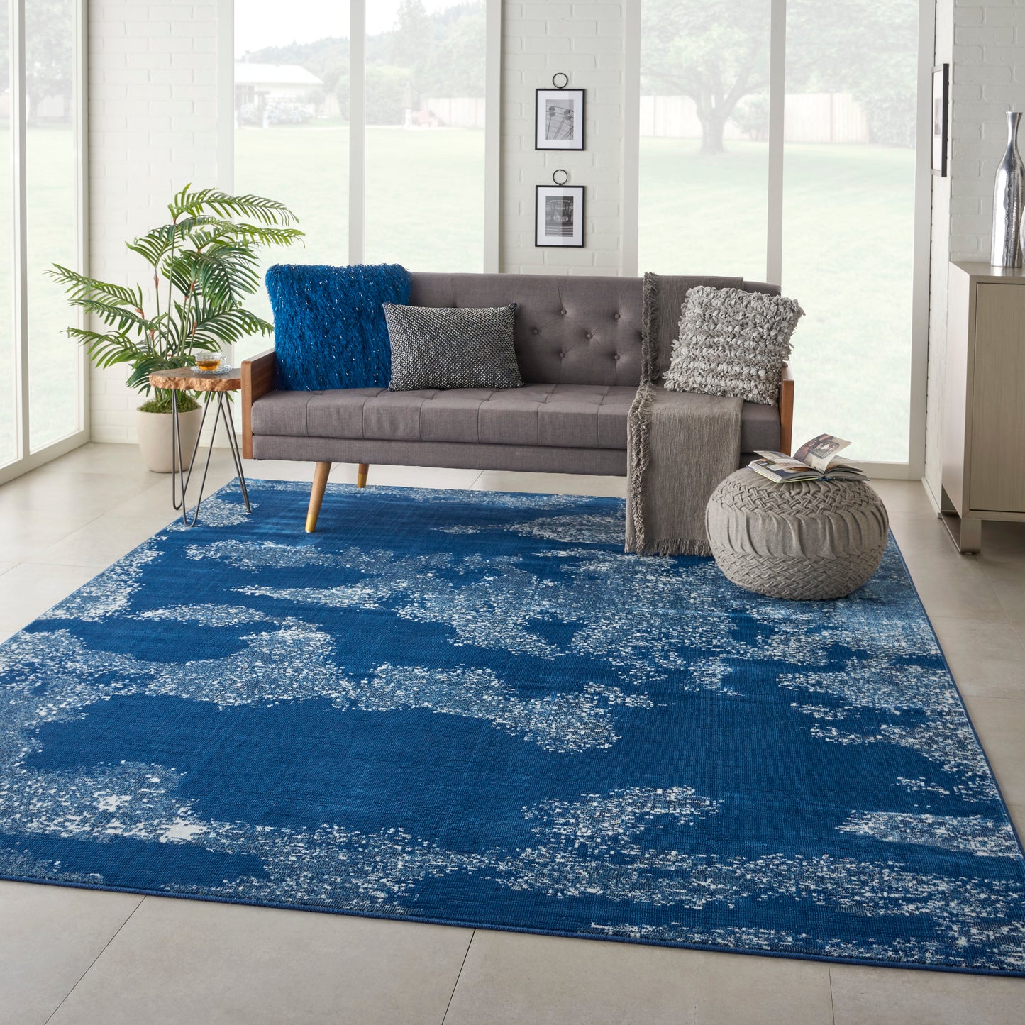 Nourison Home Etchings Blue Contemporary