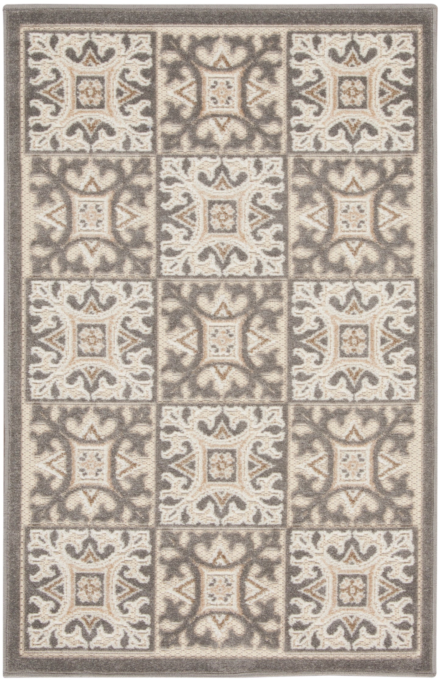 Nourison Home Aloha ALH34 Ivory Grey Contemporary Power-loomed Rugs