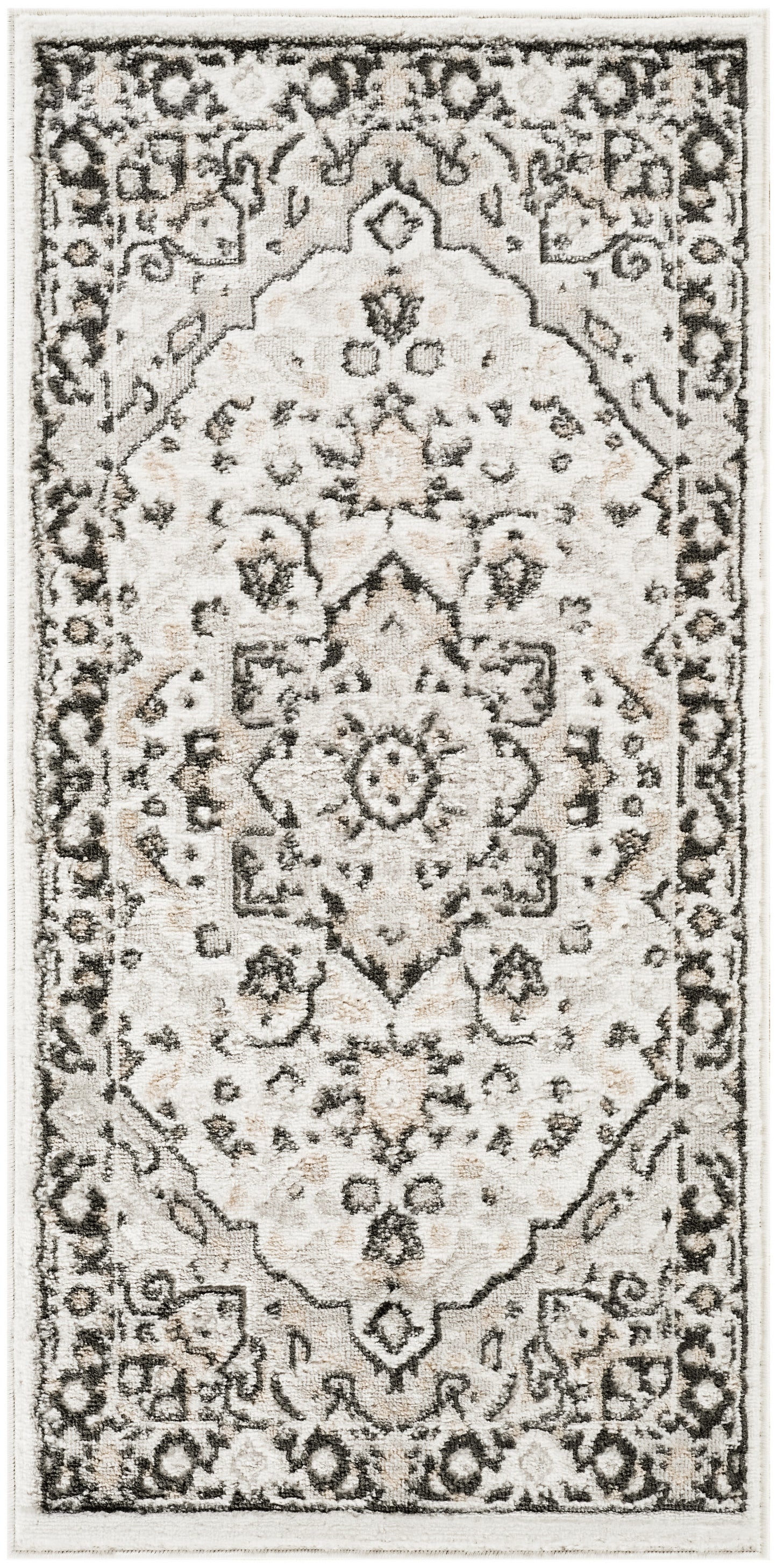 Nourison Home Dekor DEK08 Ivory Charcoal Traditional Machine Woven Rug