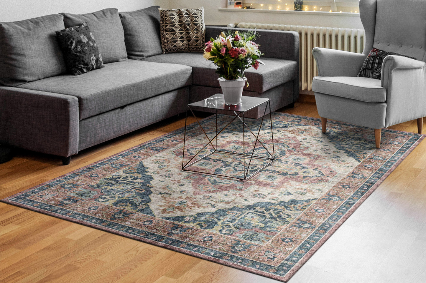 Dynamic Rugs Elise Wine Navy Tan Traditional