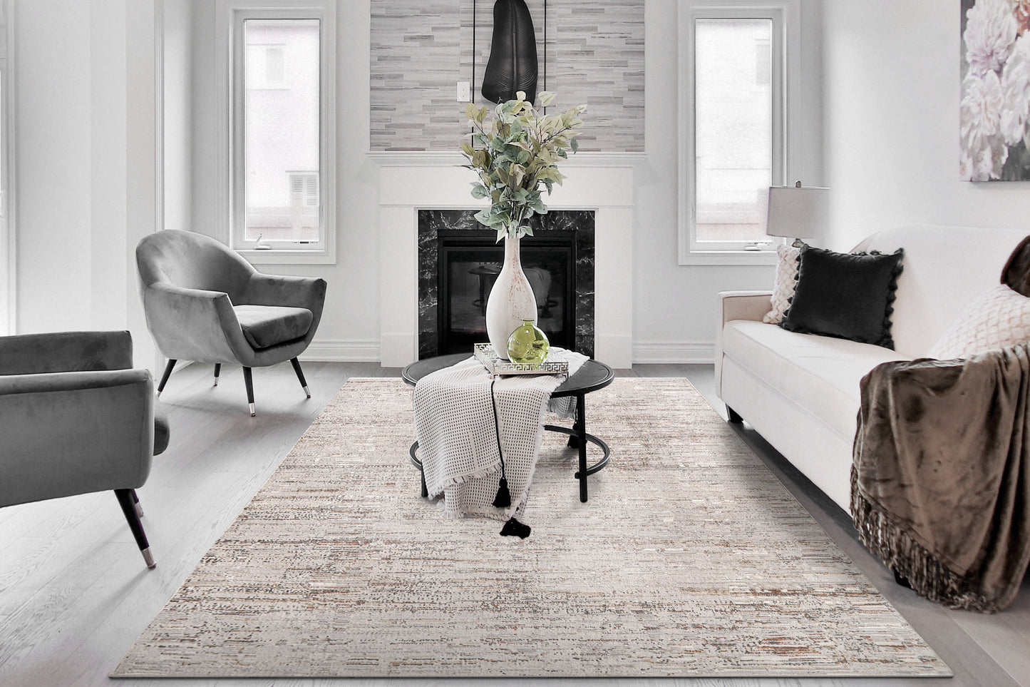 Dynamic Rugs Marina Dark Grey Rose Modern